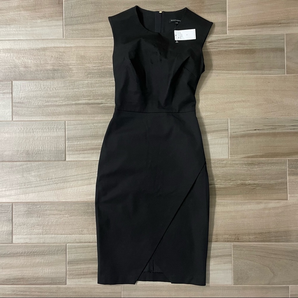 Banana Republic Split Hem Black Sheath Dress